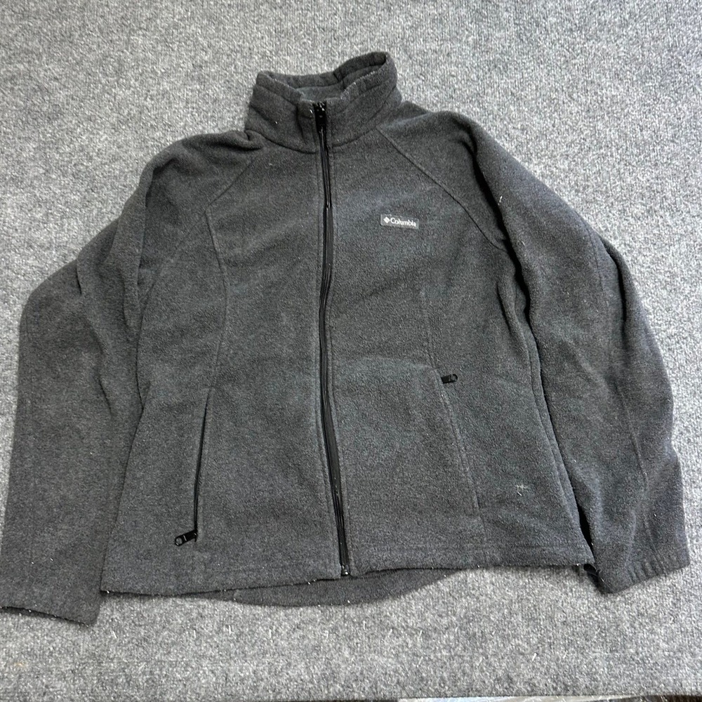 Columbia Fleece Jacket Womens XL Dark Gray Full Zip Mock Neck Outdoor WL6439